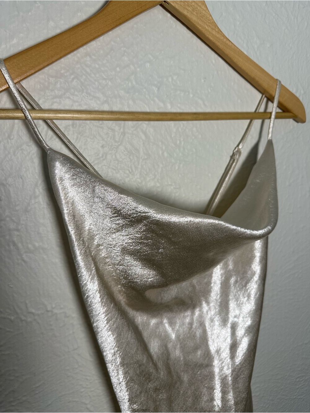Altar’d State Satin Slip Dress Medium Champagne Cowl Neck Midi Formal Wedding - Picture 2 of 7